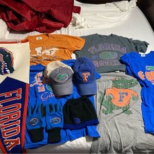 Florida Gators combo pack shirts, pillow, gloves, hats